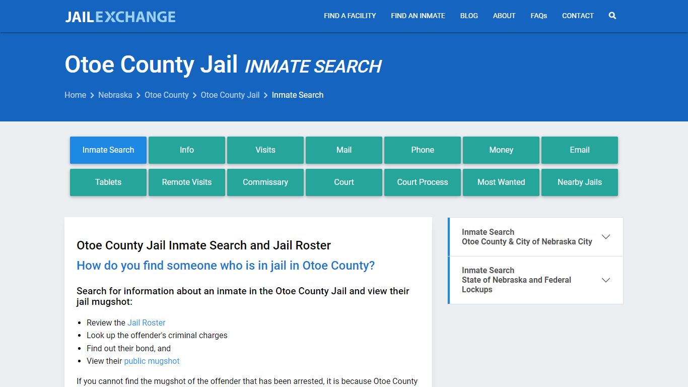 Inmate Search: Roster & Mugshots - Otoe County Jail, NE